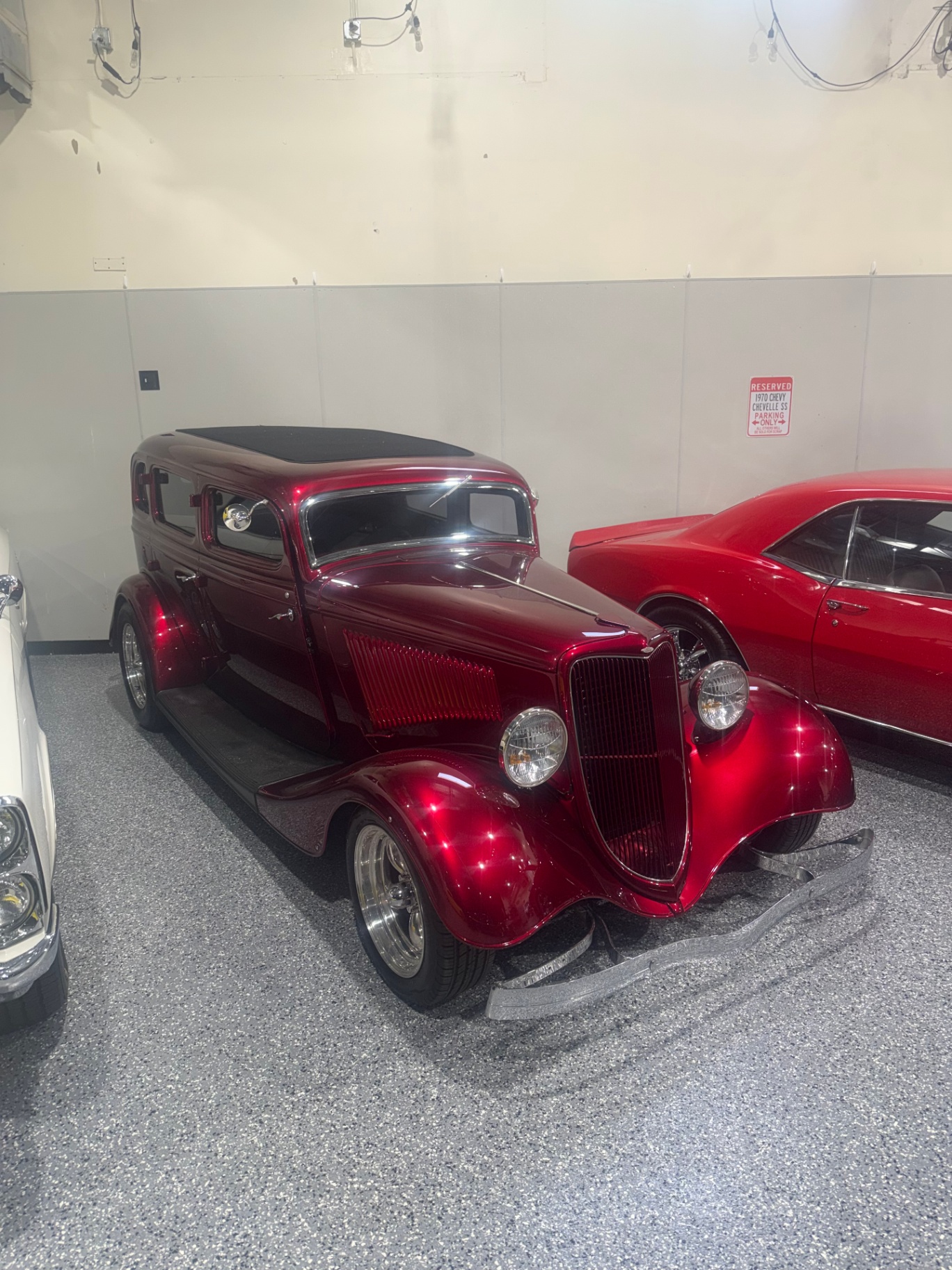 Candy red custom hot rod sedan